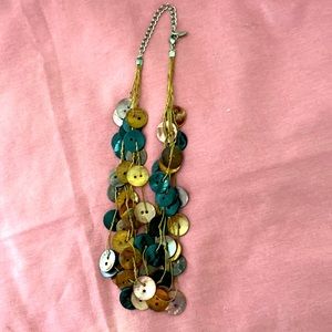 vintage mother of pearl button necklace multi strand abalone